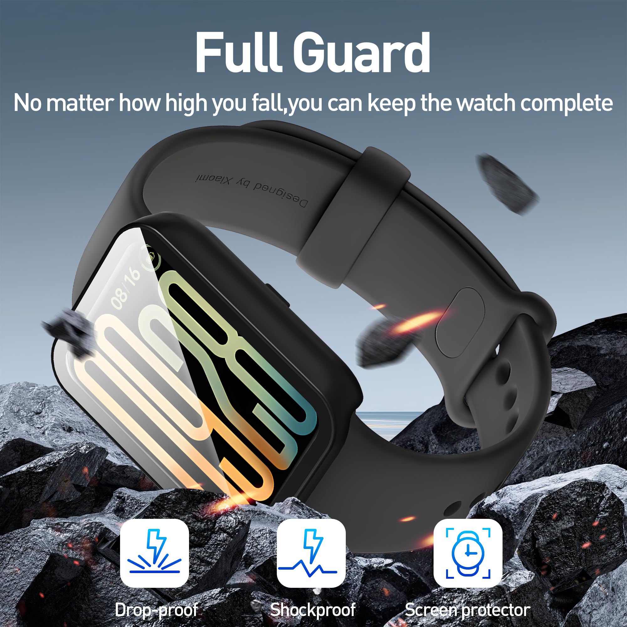 WFTE [2-pack schermbeschermer voor Xiaomi Smart Band 9, HD Clear PMMA Flexibele Film (NIET GLASS), hoesvriendelijk, blaas-bestendig, Max Dekking