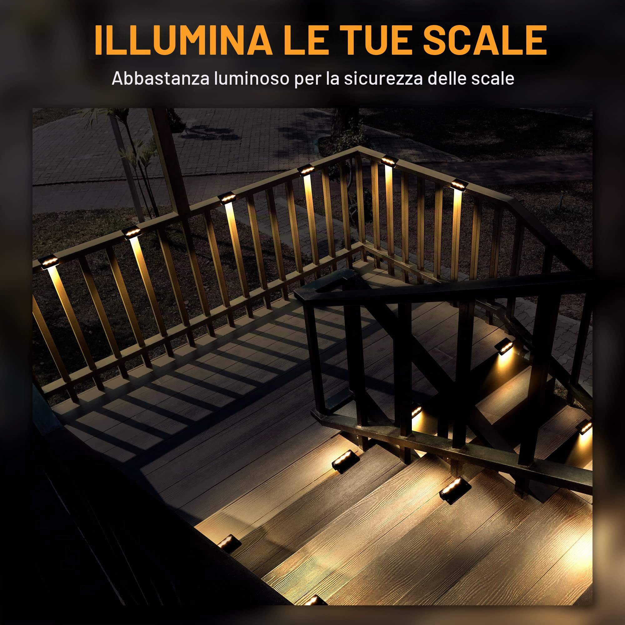 Solpex Lampade solari per esterni, 12 pezzi, luce bianca calda, luci solari impermeabili, illuminazione a LED per scale esterne, decorazione
