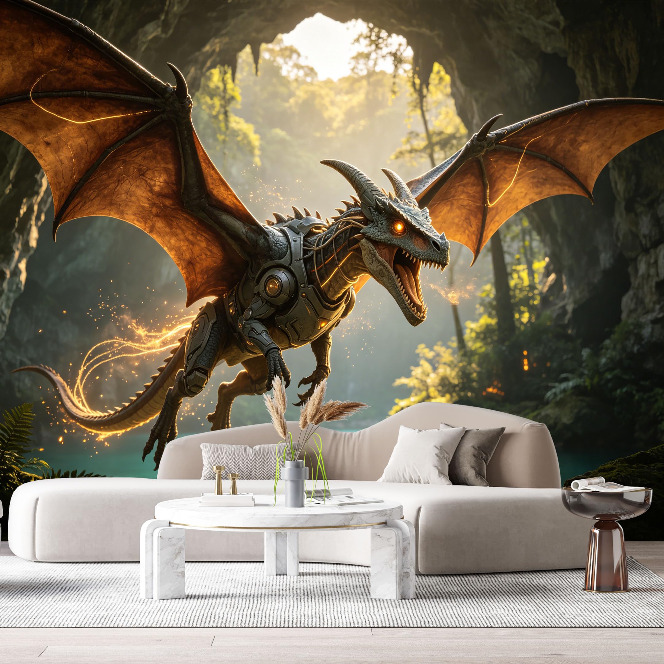 Custom Size Wall Mural Heavy Armored Fantasy Beast Mech Fantasy Creature Futuristic Armor SciFi Style SelfAdhesive Art Prints Removable Large Wallpaper Esports Game Tenant Room Studio