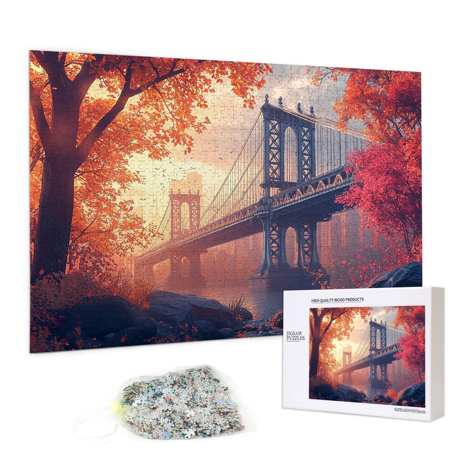 Puzzle dla dorosłych, 2000 elementów, 2000 elementów, z pudełkiem na prezent, drewniane puzzle dla dorosłych z naturalnym drewnem, prezenty dla kobiet, mężczyzn, duże drewniane puzzle do dekoracji