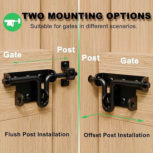 Miniatura 5 de Cerradura deslizante de alta resistencia negra, pestillo de puerta deslizante con agujero para candado, herrajes sólidos, cerrojo deslizante de