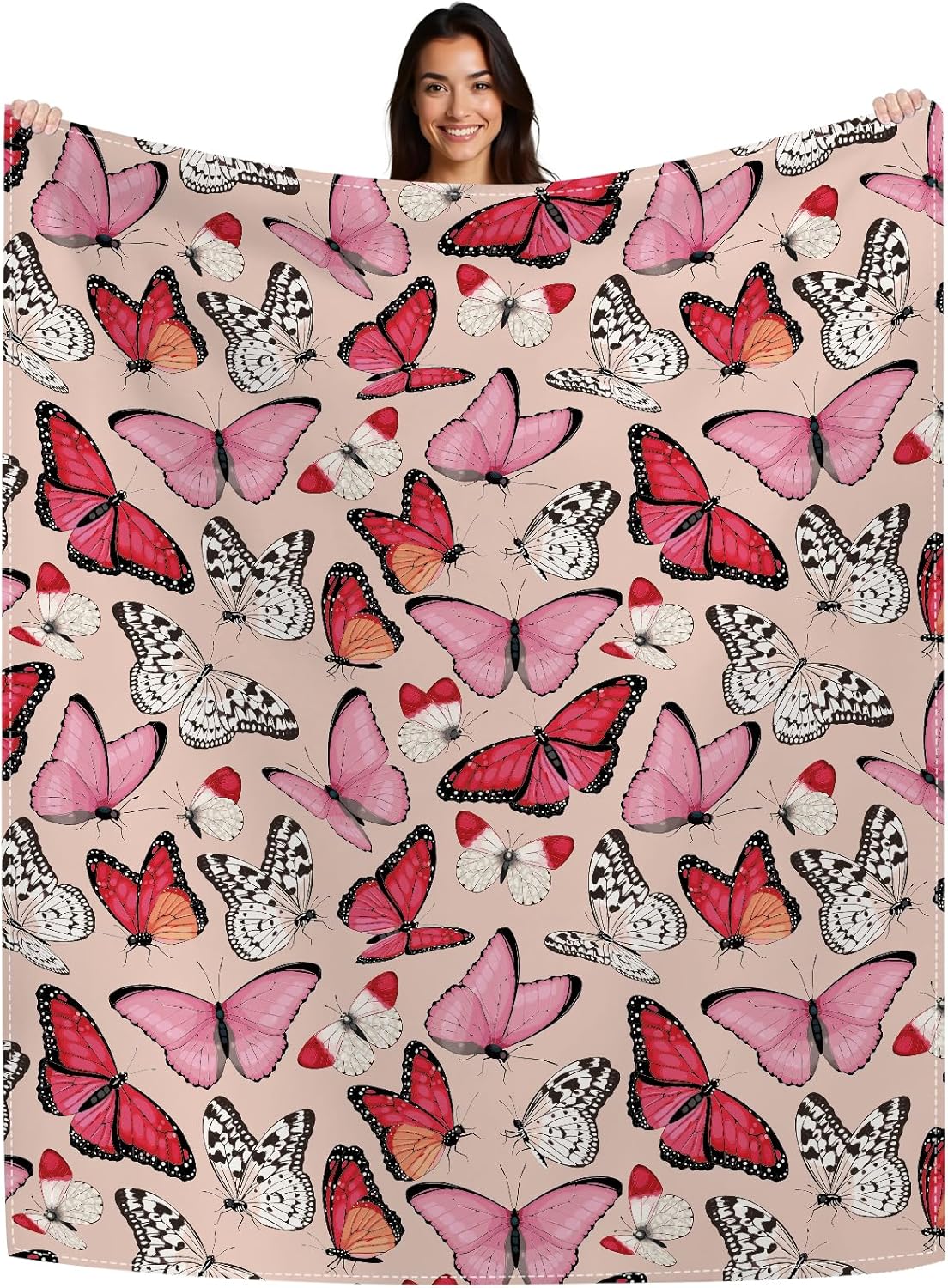 Butterfly – Themed Soft Flannel Blanket Lightweight Decor for Home, Great Gift for All Seasons for Women, Girls, and Lovers of Butterflies (50″x60″)