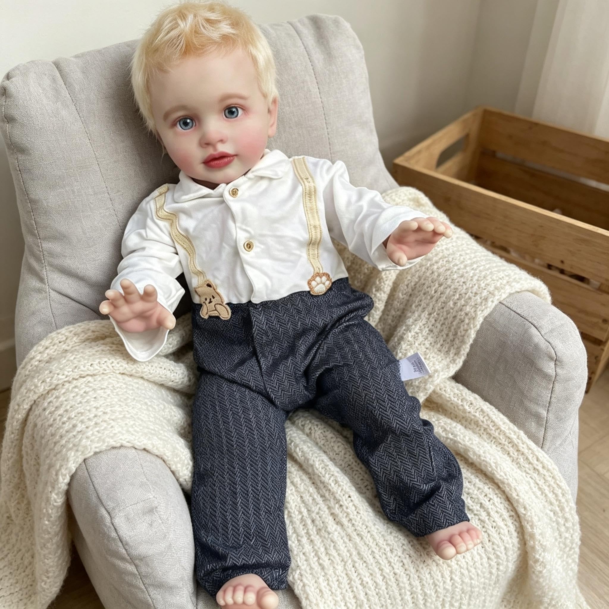 RXDOLL Reborn Baby Doll Boy Pippa, duży rozmiar Reborn Baby Dolls miękki winylowy korpus z tkaniny, ważone realistyczne lalki niemowlęce, które wyglądają jak realistycznie Reborn lalka zabawka dla