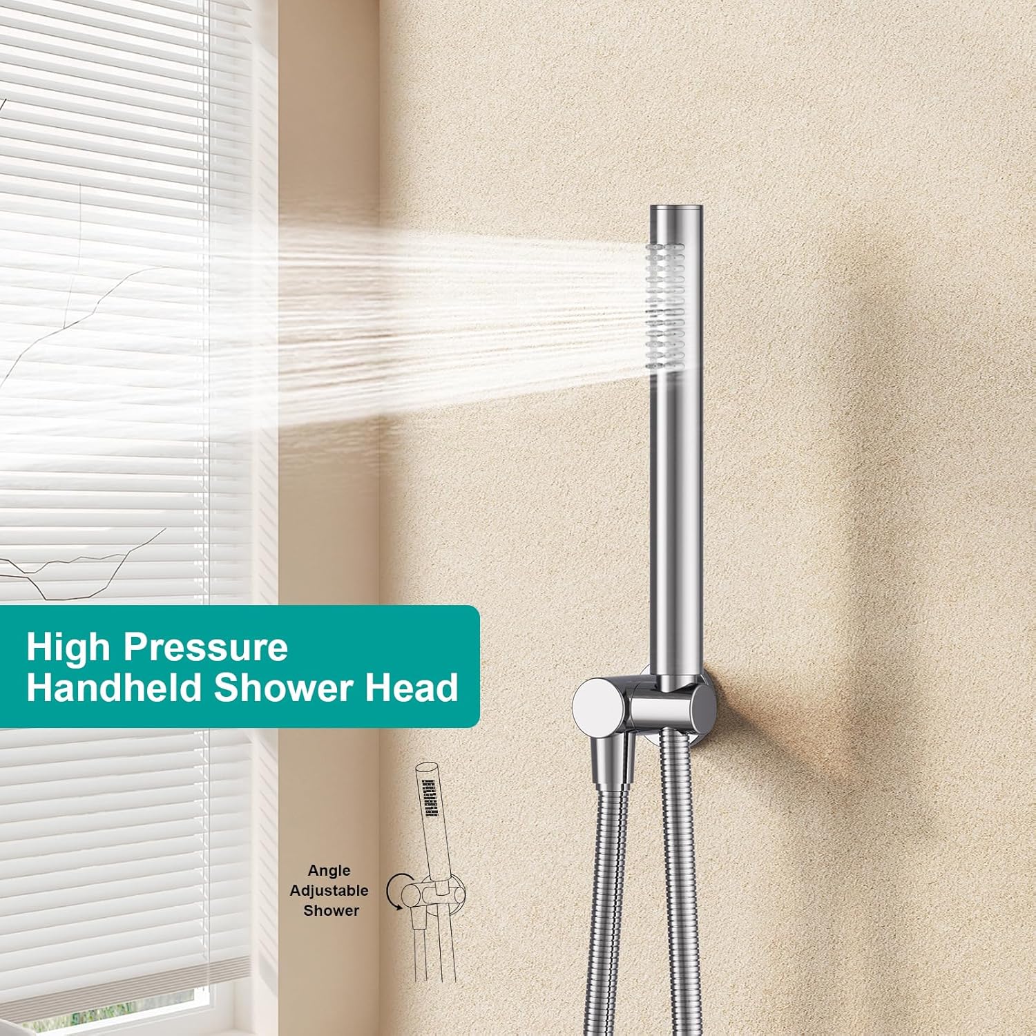 Circle Rain Shower System Faucet Set, Rainfall Brushed Nickel Shower Head and Handle Set, Valve Trim Kit, 10 Inch Rain Shower Head(Chrome)