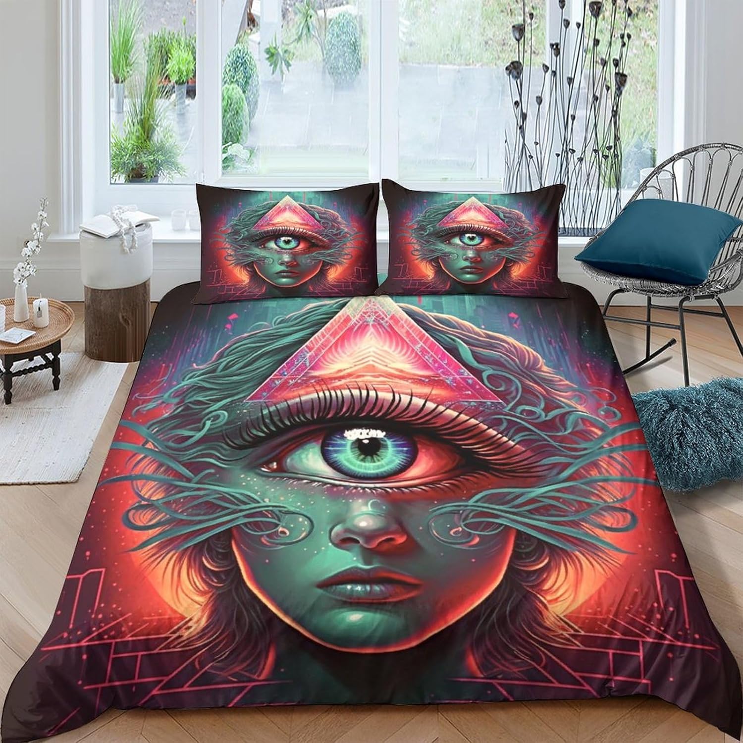 Printed Quilt Cover 3D Print Pillow Cases Bedding Set Soft Easy Care Bedding Quilt Cover Set Quilt Cover Children Room Decor 2 Pillowcases Queen（228x228cm）