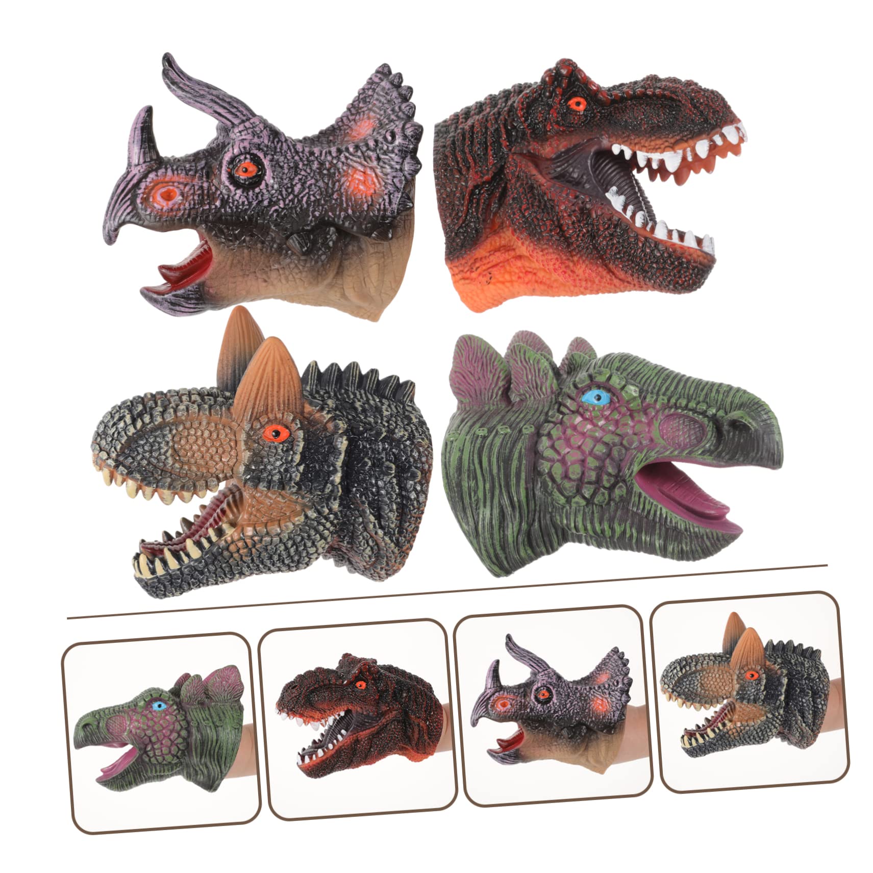 HANABASS 4pezzi Marionetta Mano Testa di Dinosauro Figura Giocattolo Burattino Mano Guanto per Ragazzo Ragazza Ragazza Piccoli Animale Giocattolo Forma per Giochi di Ruolo