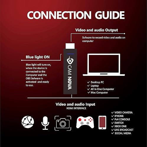 Miniatura 7 de UCEC CAM NOVA - Tarjeta de captura de video 4K Broadcast Live USB 30 Cam Link Grabación a través de DSLR videocámara Cámara de acción en vivo en