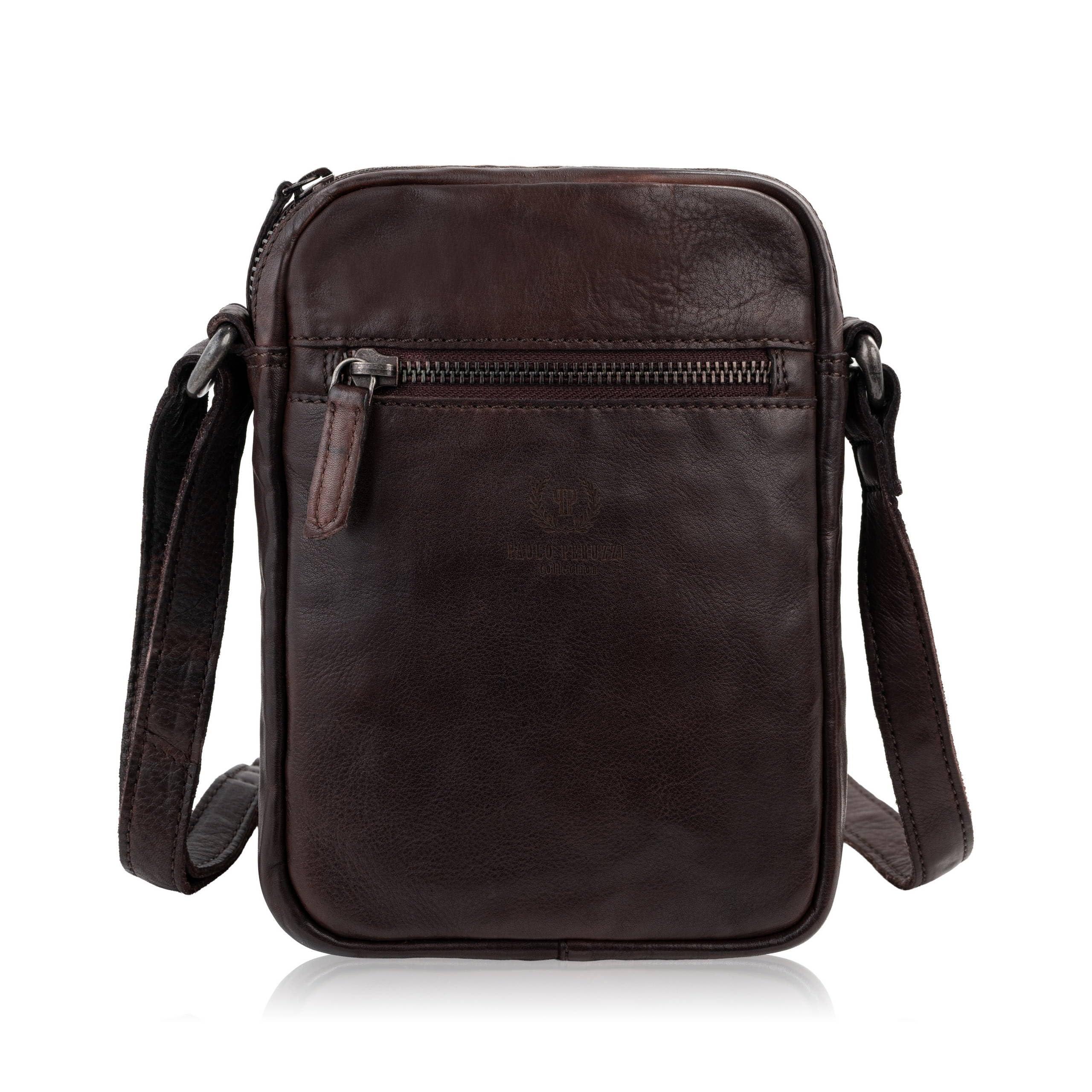 Saszetka męska skórzana brązowa na ramię washed leather SL-03-CSBR