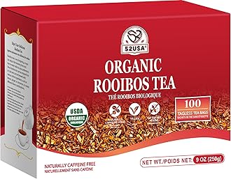52USA Rooibos Tea Organic, 100 Tea bags, Pure Premuim Rooibos Tea, Naturally Sweet Herbal Tea, Caffeine Free Rooibos Tea, Farmed in South Africa, 9oz (250g)