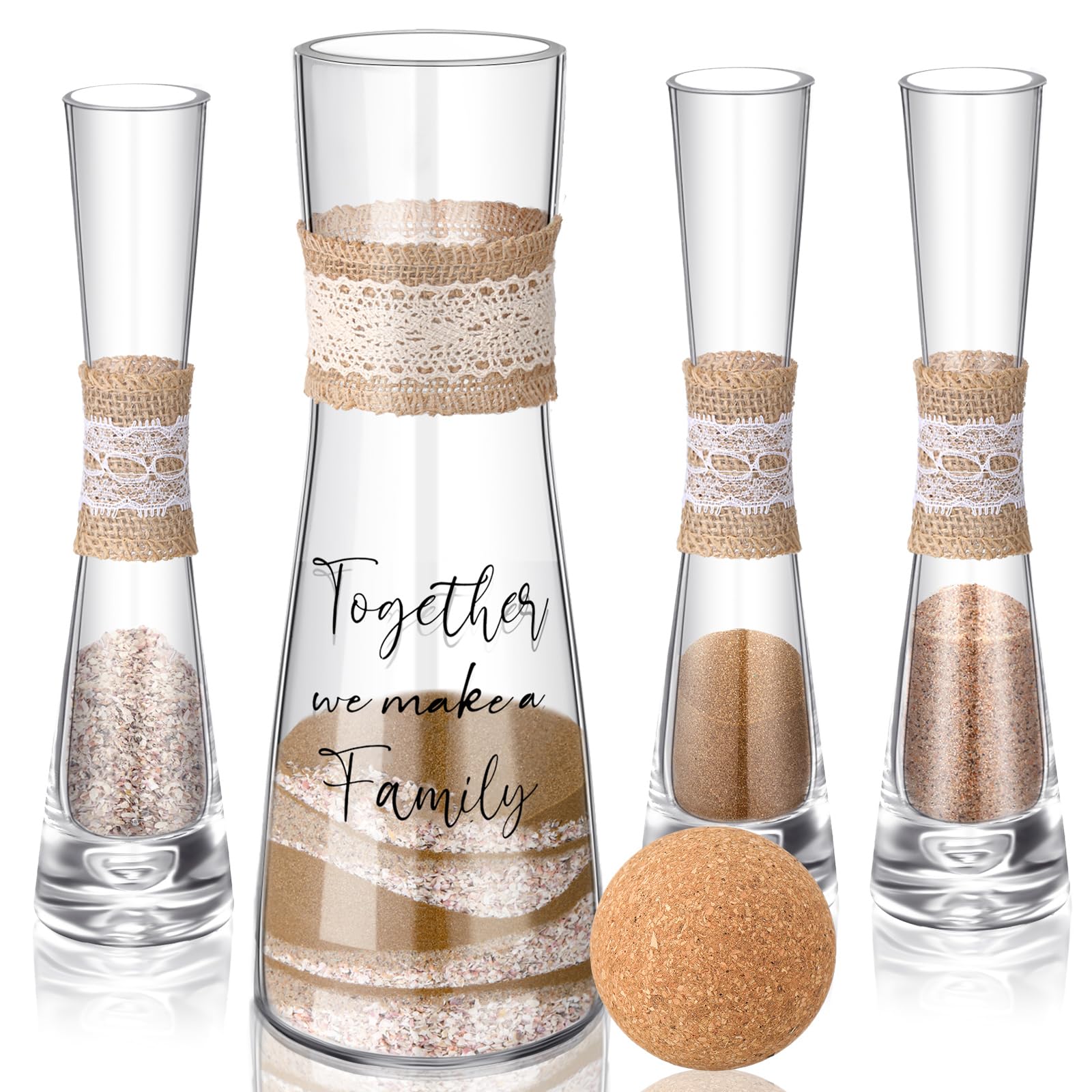 Irenare Unity Sand für Hochzeitszeremonie, Set mit Vase, Sand, Korkstopfen für Hochzeiten, Verlobungen, Jubiläen (rustikal)