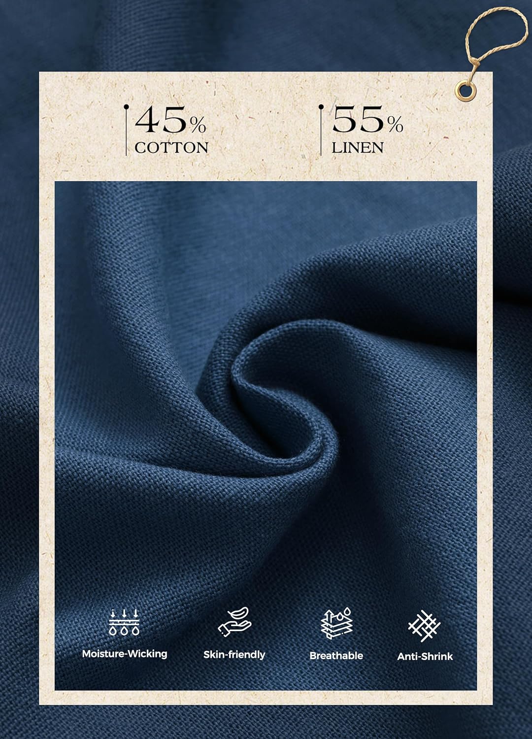 Women Linen Pants Wide Leg Palazzo Pants Cotton Linen Drawstring Summer Pants with Pockets 31" Denim Blue - Image 7