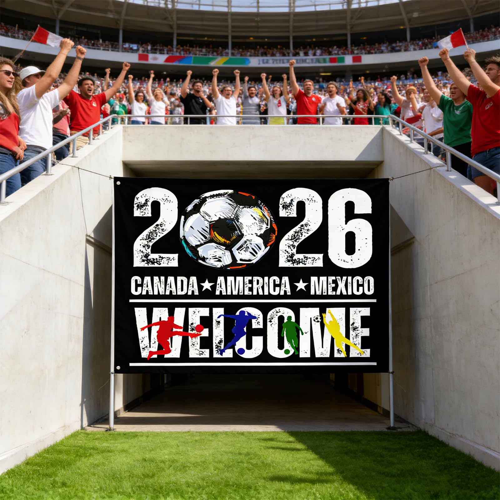 World Cup Ball 2026 Flag Bunting,183x122cm Polyester World Cup Flag Banner International,for Family Members Watching the Game Soccer Fan Gifts Living Room Club - Image 3