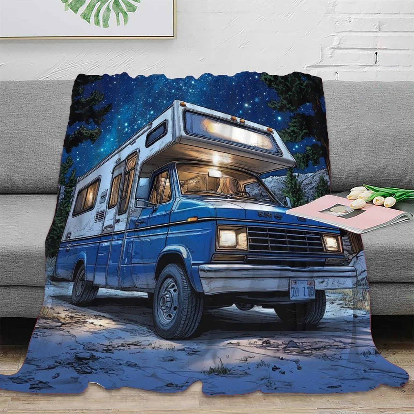 Plaid camping microfibre compact anti-froid pour voyage en camion et RV