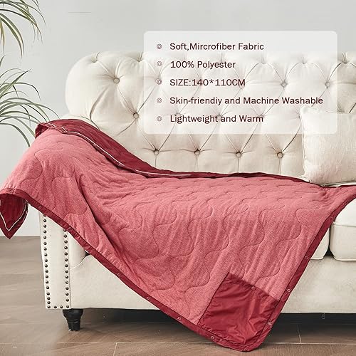 Miniatura 3 de Commollis Juego de almohada y manta de viaje 4 en 1 para aviones, incluye manta, almohada inflable, máscara para los ojos y tapones para los oídos