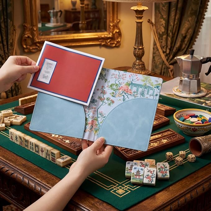 Funda para cartas Mahjong 11.25 x 7 pulgadas con diseño floral miniatura 2