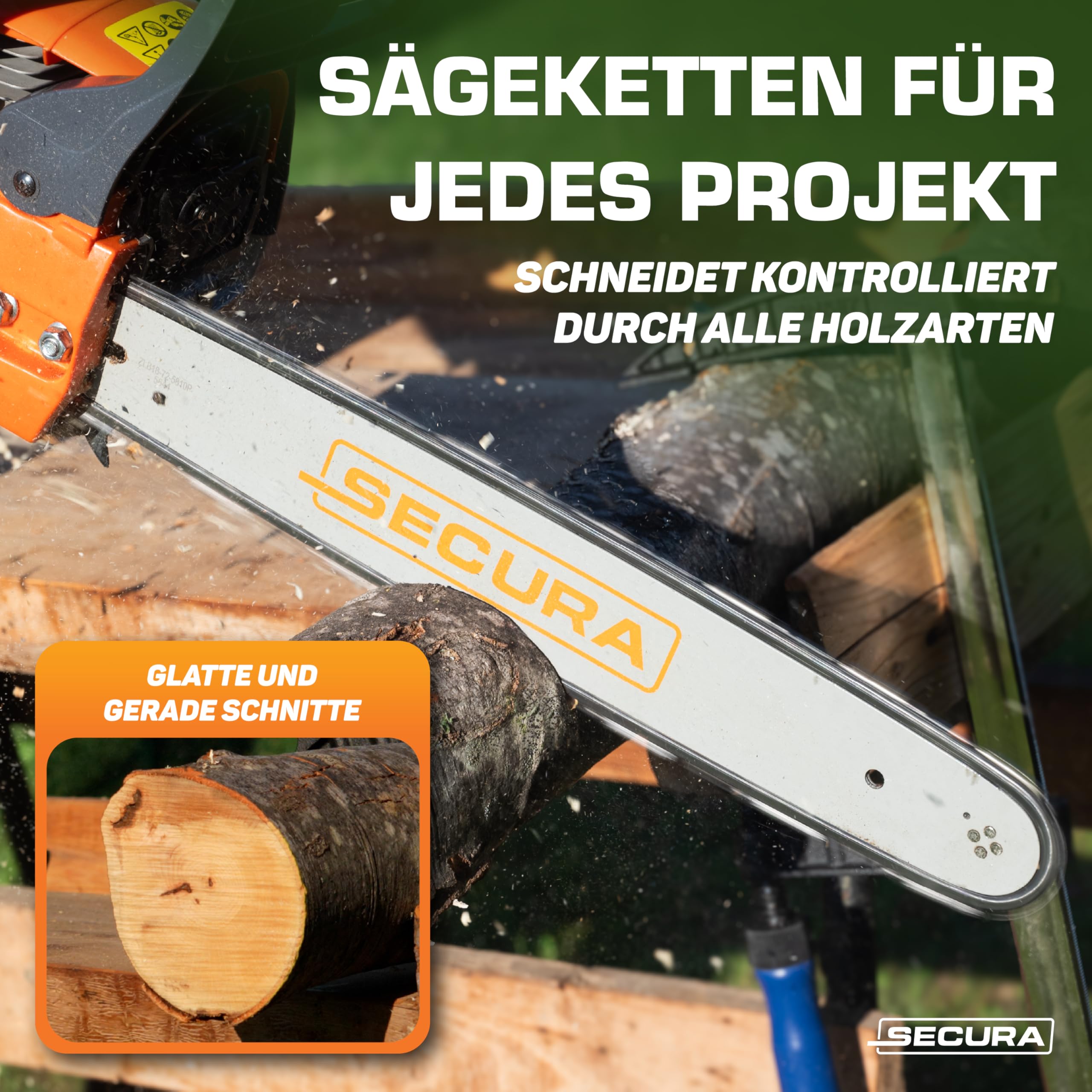 SECURA 4x Sägekette + Schwert 0.325' 1,5mm 72 | 45cm Arbeitslänge | kompatibel mit Dolmar Husqvarna Makita