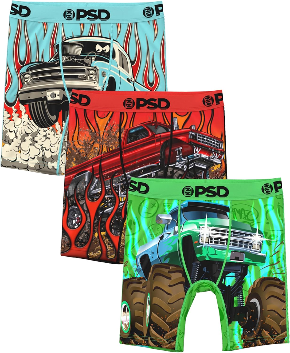 PSD Youth Car Graphic Boxer Briefs – Stretch Cotton Comfort Underwear