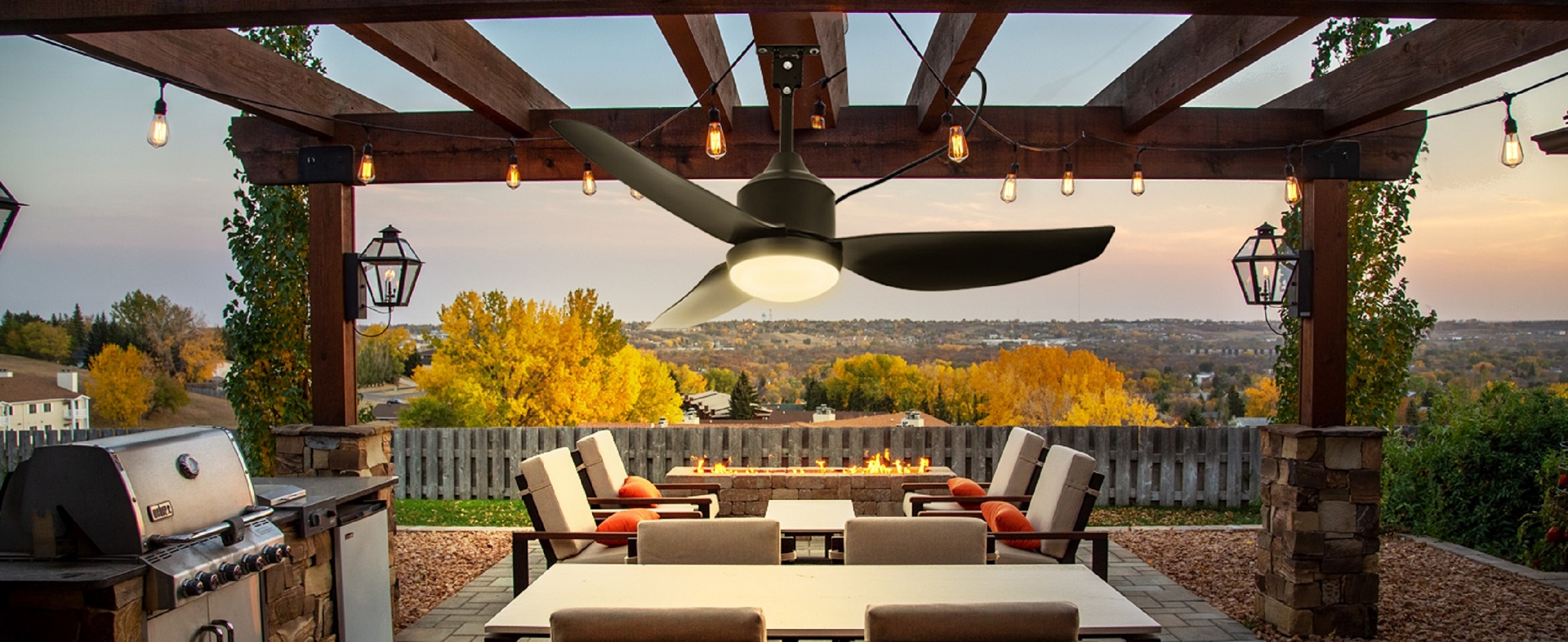 Orison 52" Outdoor Ceiling Fan With Light - IP65 Waterproof Remote Control Farmhouse Fan