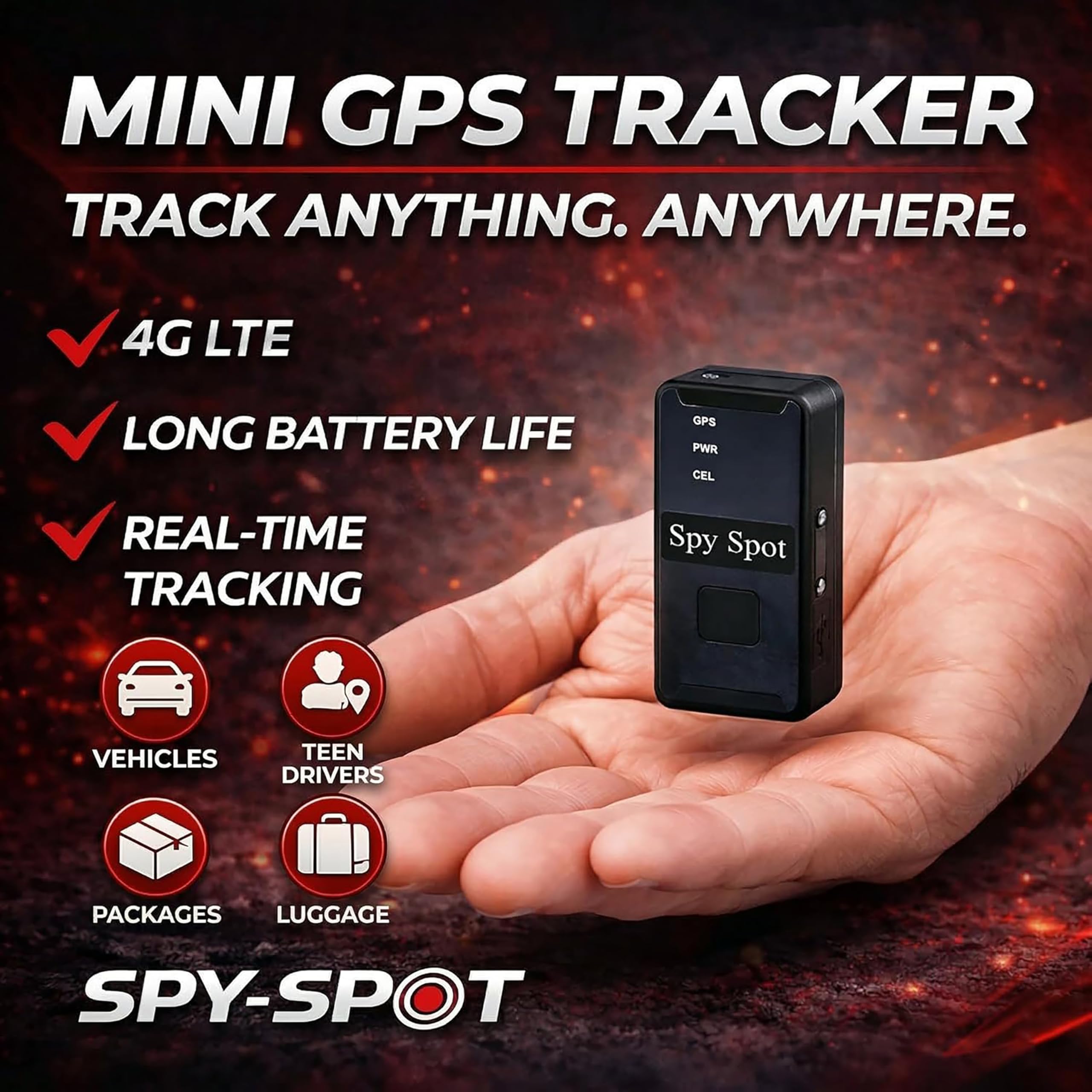 SpySpot GL320MG - Localizzatore GPS 4G LTE con custodia magnetica resistente alle intemperie e batteria estesa, dispositivo di monitoraggio in tempo reale di veicoli e risorse, app di monitoraggio