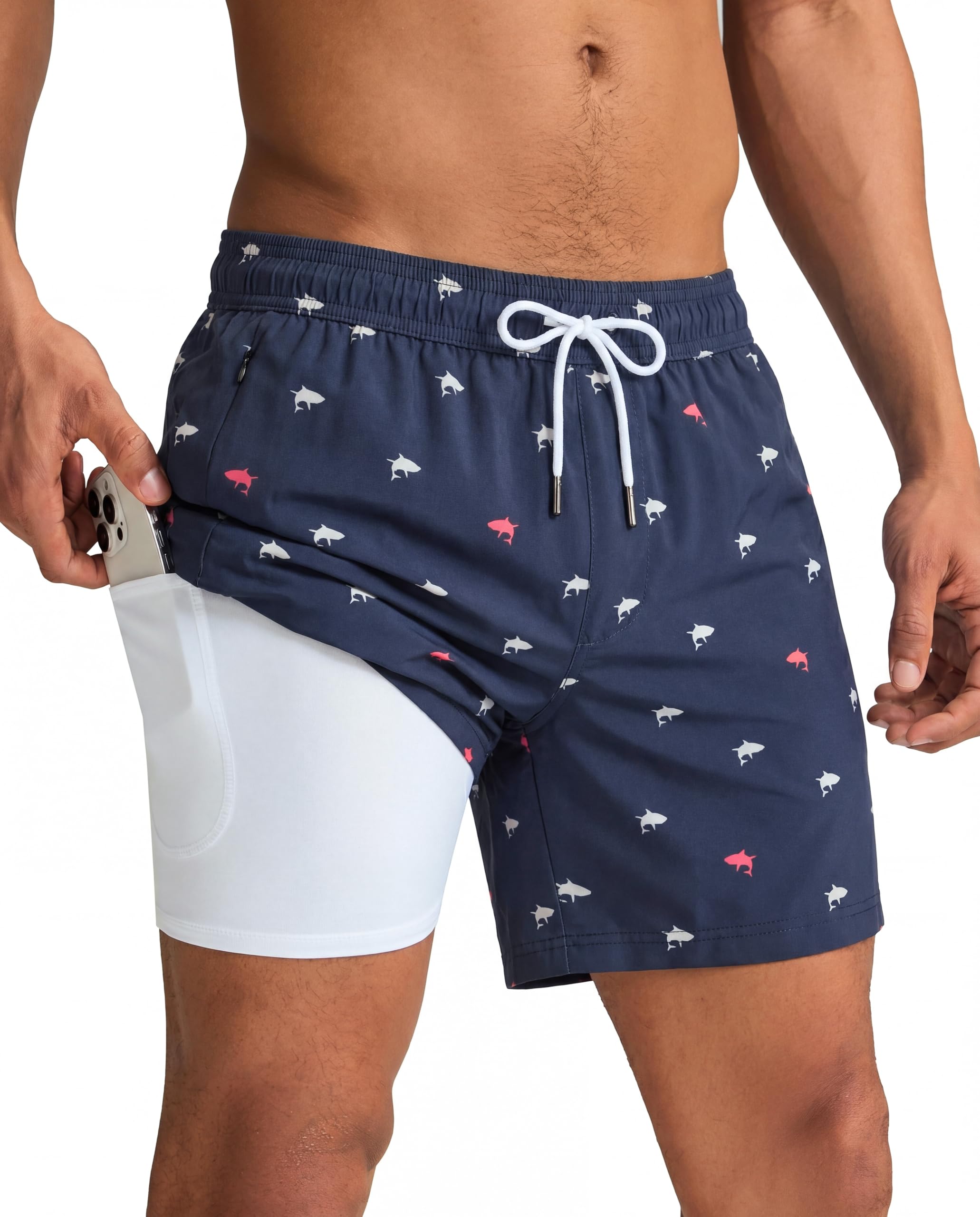 maamgic Mens Swim Trunks with Compression Liner 5 Inch Quick Dry for Beach