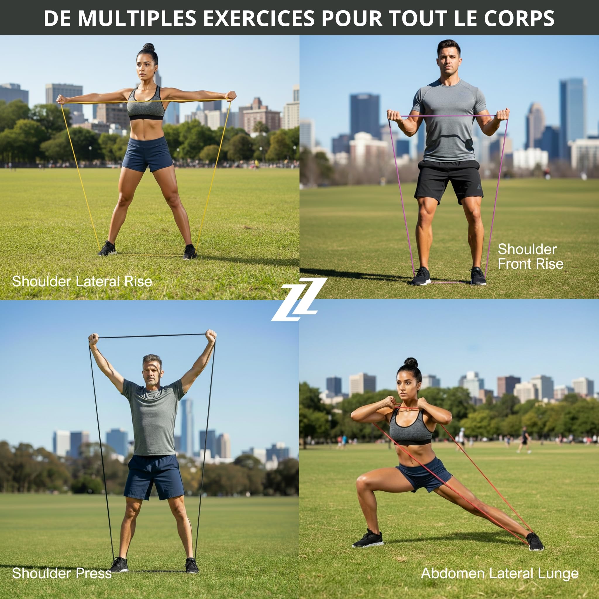 Bandes de Résistance Individuelles et Kit d'Élastiques 3 ou 5 pcs | Latex Naturel Haute Densité | Entraînement, Extension et Force | Yoga, Pilates, Crossfit, Musculation, Callisthénie