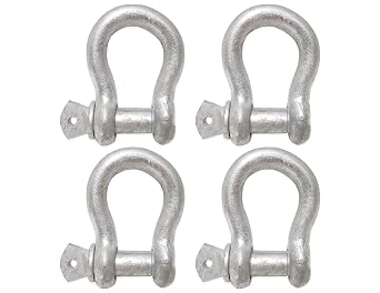 4 Pack - 3/16" Hot Dipped Galvanized Commercial Grade Screw Pin Anchor Shackle