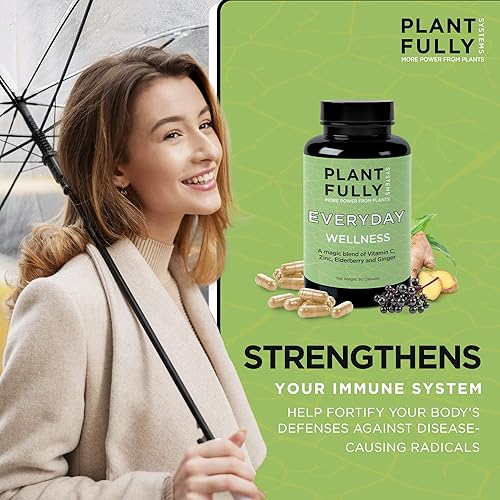 Miniatura 5 de Vitaminas de bienestar diario para el apoyo del sistema inmunológico, extracto de jengibre y baya de saúco con zinc y vitamina C para adultos,