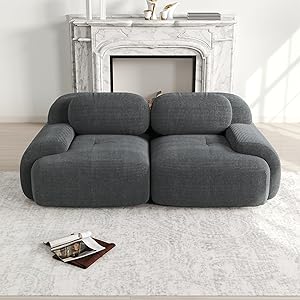Sofá modular de 2 plazas, de pana sin hueso, sofá comprimido, sin montaje ni base antideslizante, se puede combinar libremente, para salón, zonas de descanso, 208 x 103 x 75 cm (gris)