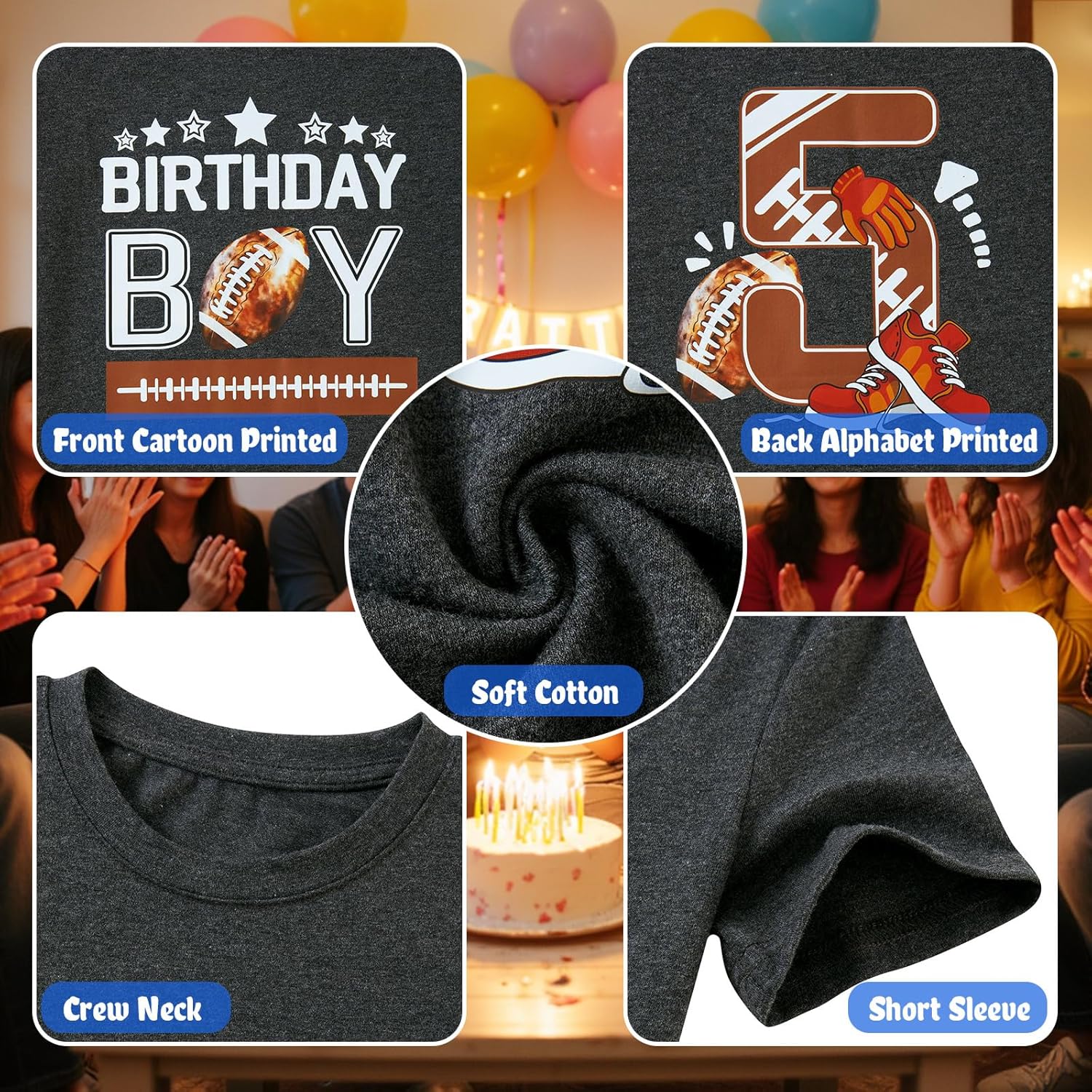 UNICOMIDEA Birthday Shirts Boy Cotton Front Cartoon Back Number Printed T-Shirt for 2-5 Years - Image 6