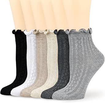 Mcool Mary Calzini Donna Con Volant – Confezione Da 6 Paia, Cotone, Taglia 38-42, Colori Assortiti