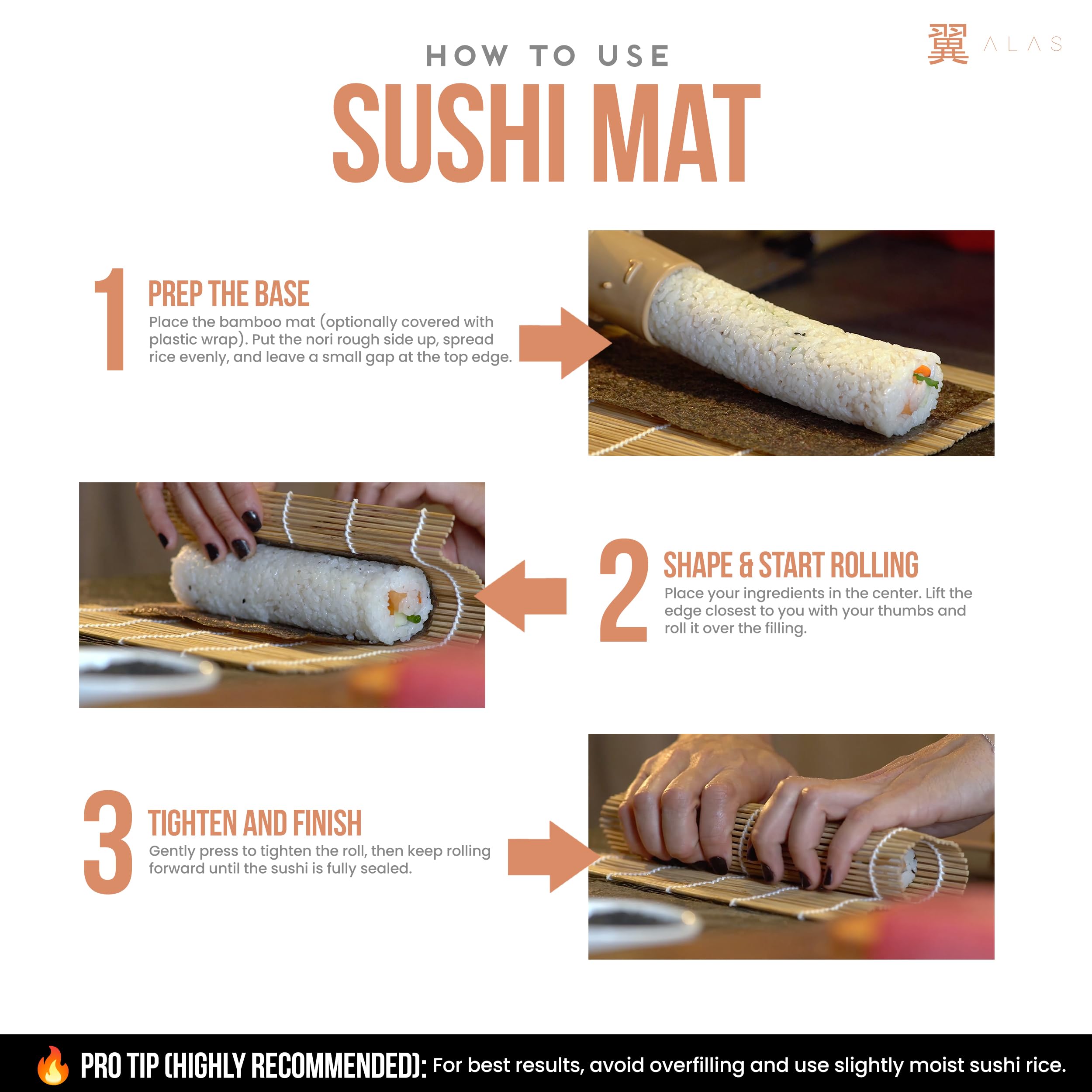 Alas Complete 20 Piece Sushi Making Set - Kit for Beginners & Pros with Knife, 2 Mats, Rice Bazooka and Dipping Plate