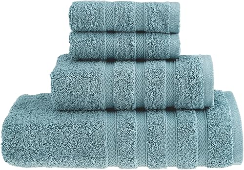 HALLEY Juego de toallas de baño decorativas, 4 piezas, juego de toallas turcas con patrón floral, tela altamente absorbente y resistente a la