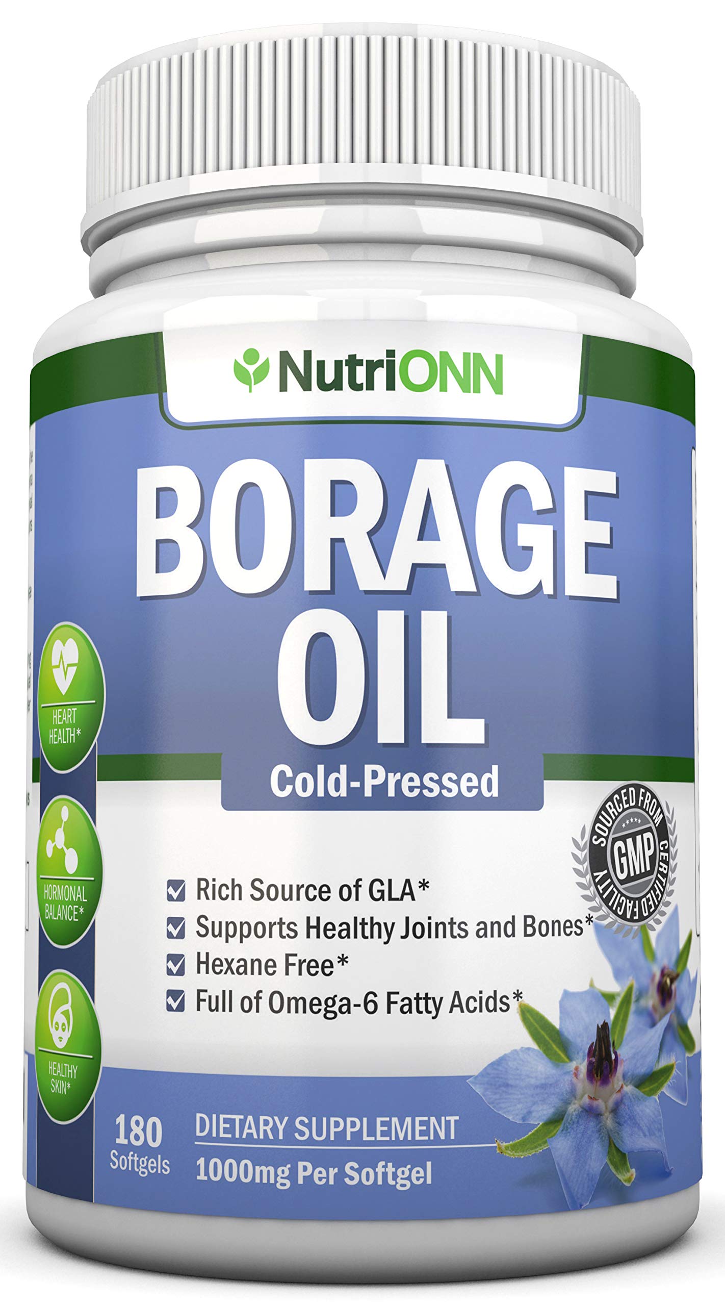 Starflower/Borage Oil 1000 mg 180 Softgels Cold Pressed High GLA