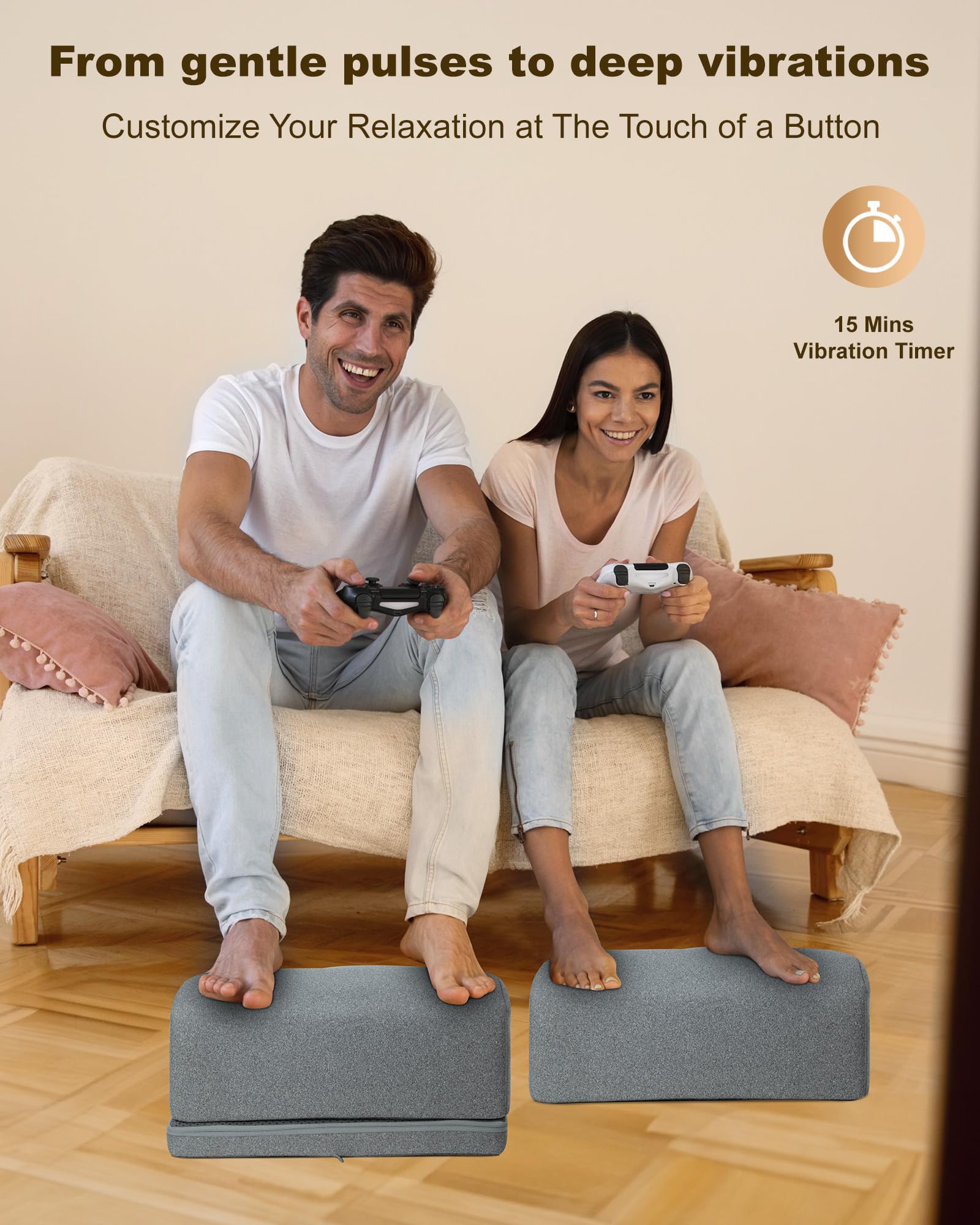 COMFIER Poggiapiedi da Scrivania con Riscaldamento e Vibrazione, Massaggiatore Piedi Regolabile in 3 Altezze, Funzione Ergonomica e Massaggio per Ufficio, Sedia da Gioco e Ufficio Domestico