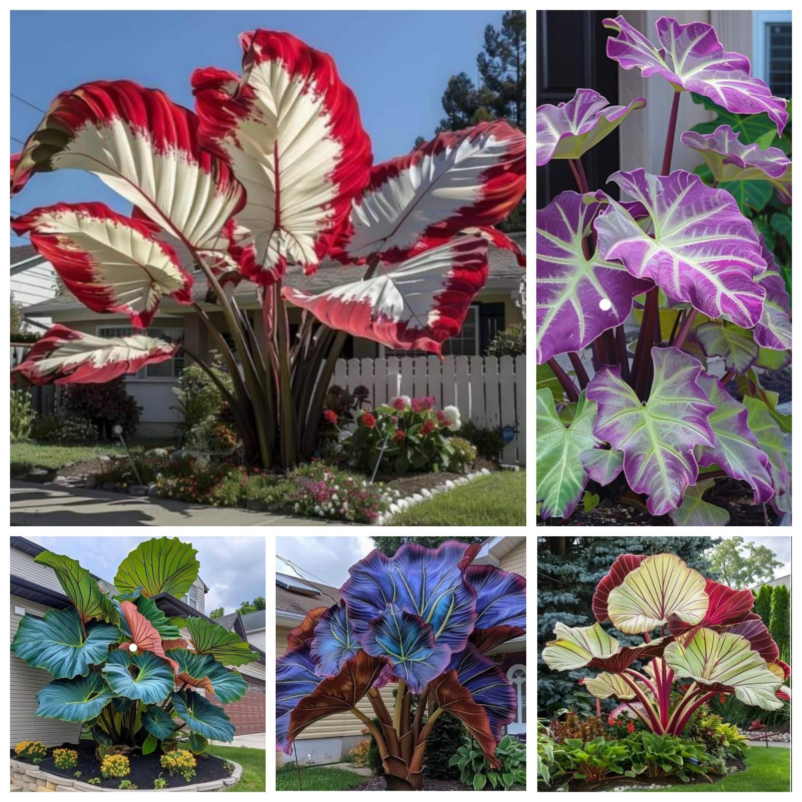 Giant Elephant Ear - Shade-Tolerant Perennial - Large-leaved Elephant Ear - Garden and Outdoor Decoration - that Grow Fast/Golden Jade Carving-8 Bulbs-I