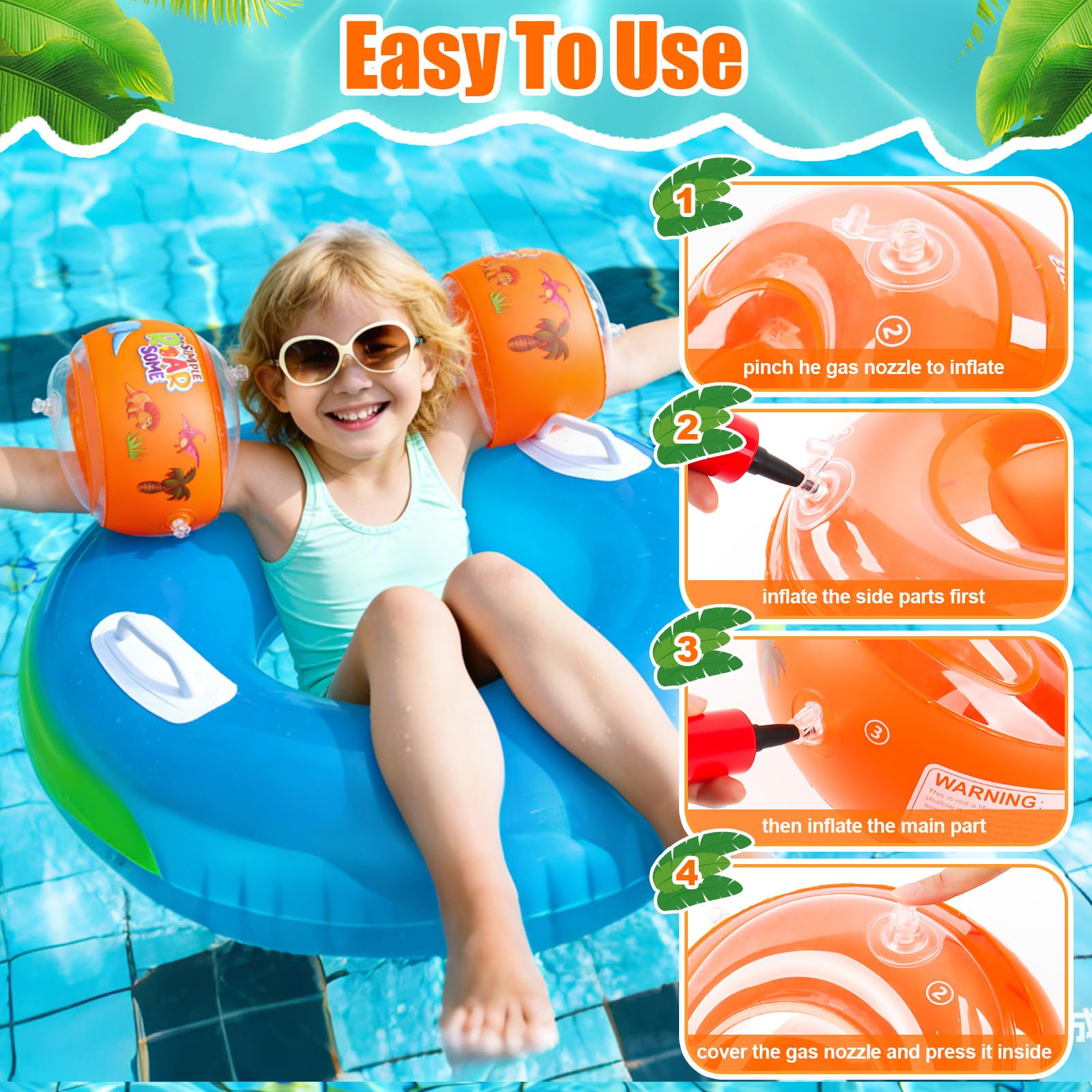 Children's Armrests, Inflatable Sea Armrests, Swimming Armbands Suitable for Children from 1 to 6 Years, 11-30 kg - 5
