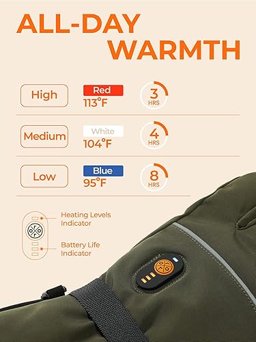 Miniatura 2 de ORORO Guantes térmicos para mujeres y hombres, guantes de motocicleta con calefacción recargable, guantes de batería para esquí y artritis