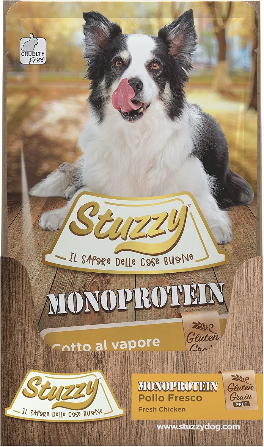 Stuzzy, монопротеиновый корм на основе зерновых и без глютена, влажный корм для взрослых собак со вкусом свежего куриного мяса в виде паштета — всего 1,8 кг (12 пакетиков по 150 г)
