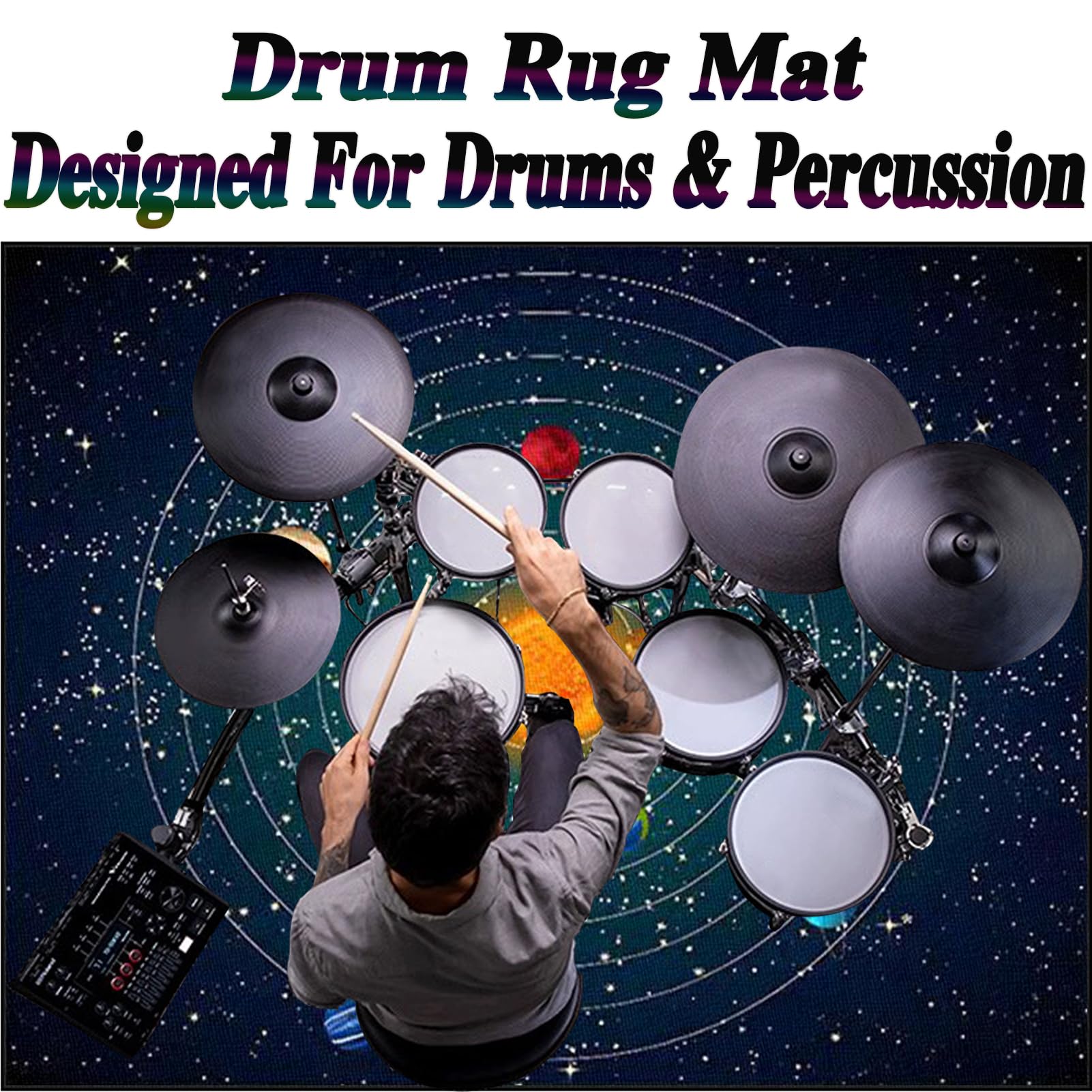 Tapis de batterie insonorisé à tambour tapis de batterie 120 x 80 cm tapis pour piles électroniques caisse claire acoustique Snare Drum Instruments de musique Tapis antidérapant pour batterie