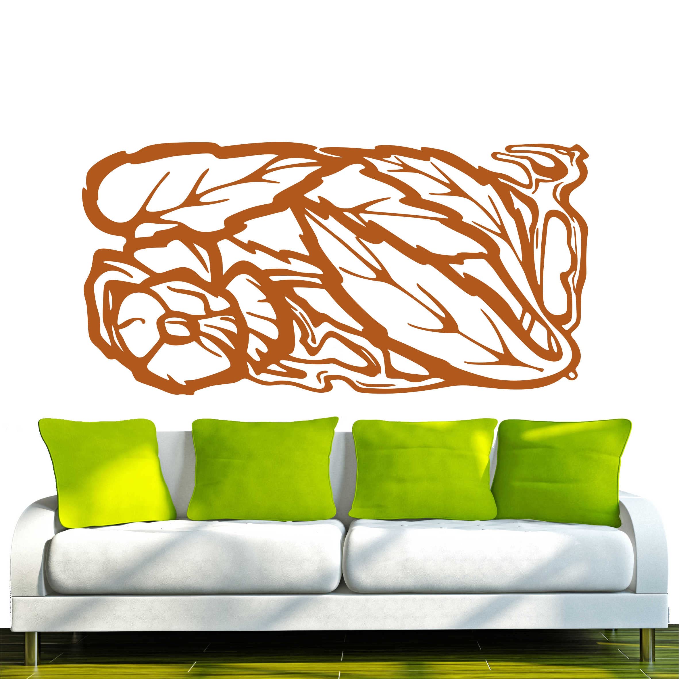 INDIGOS/Wandaufkleber-e141 - Vinilo Decorativo (240 x 119 x 1 cm), diseño de Hojas con Flores, Color marrón Avellana