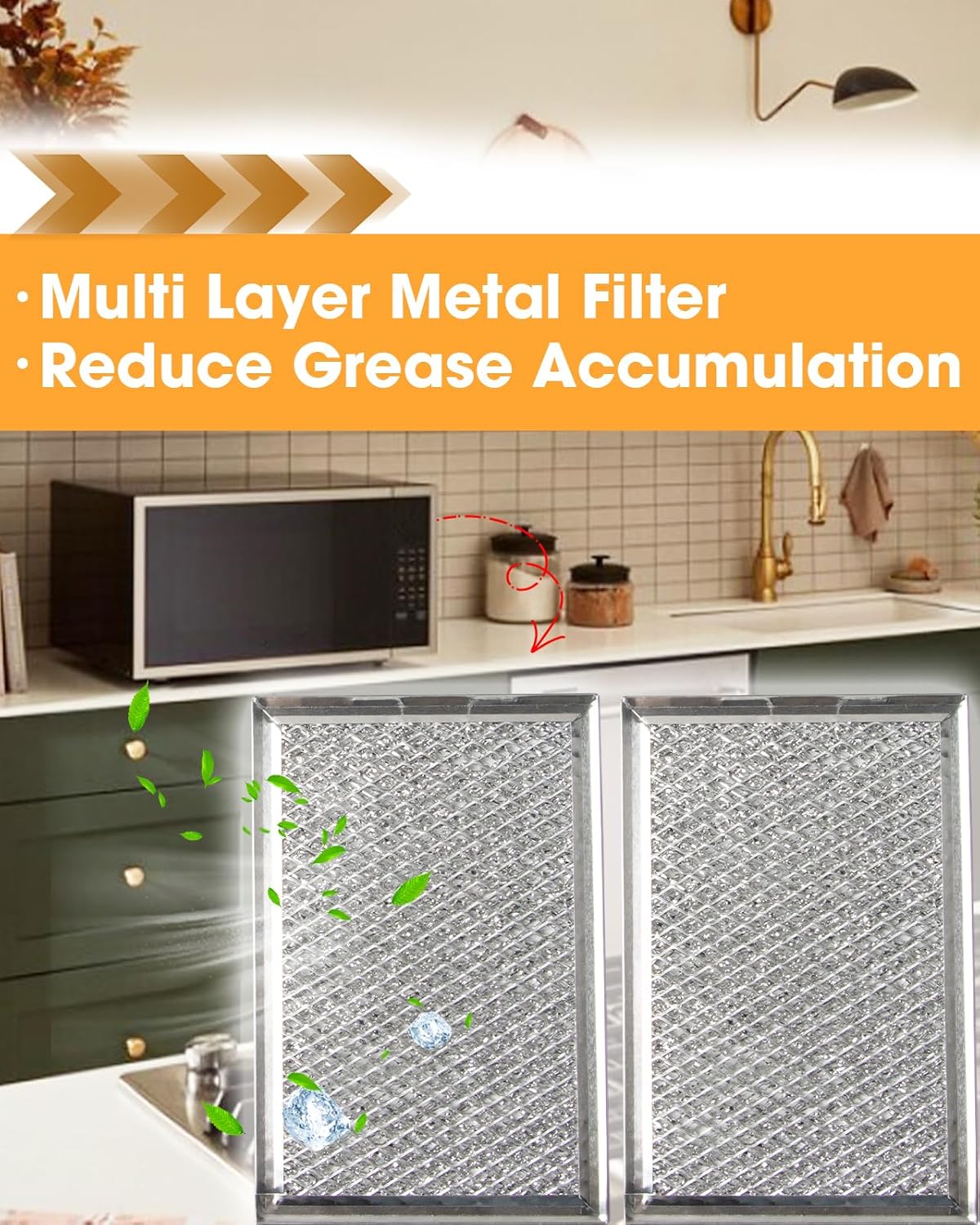 Microwave Oven Grease & Charcoal Filter Set Compatible with GE JVM7195SK6SS PNM9216SK5SS JVM7195EK5ES JNM7196DK5BB JVM7195DK5WW JNM7196SK6SS, 3 Pcs