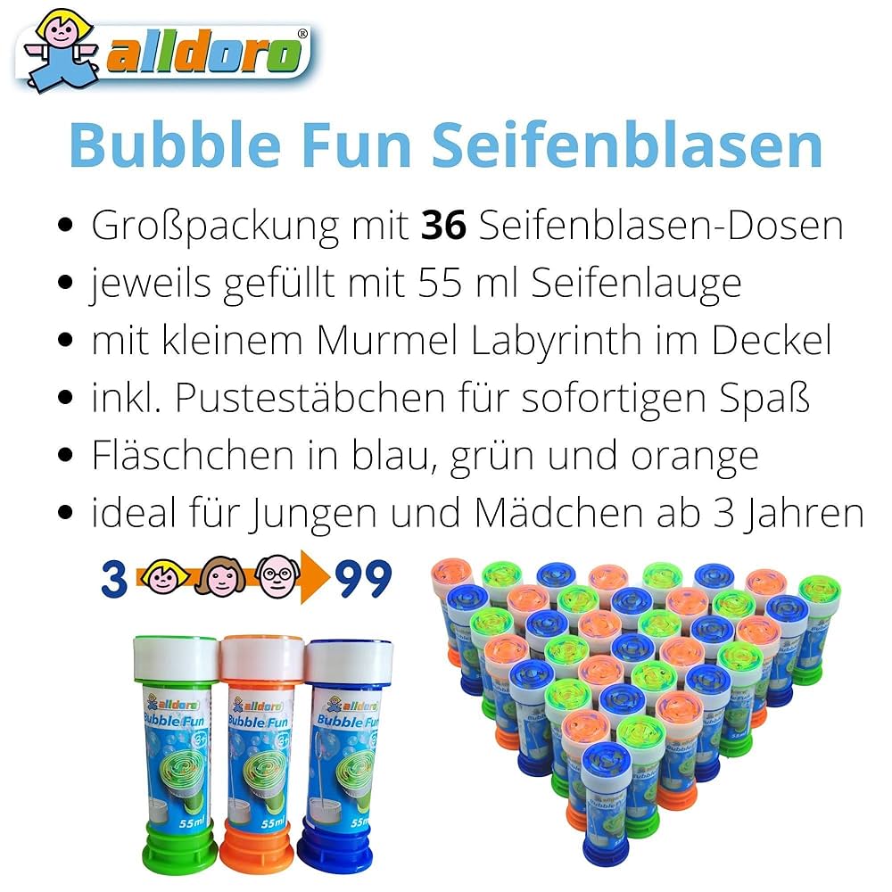 【新品】bulle de savon Pionero alldoro 63072 Bubble Fun Set de 12 Bulles de Savon, Chaque