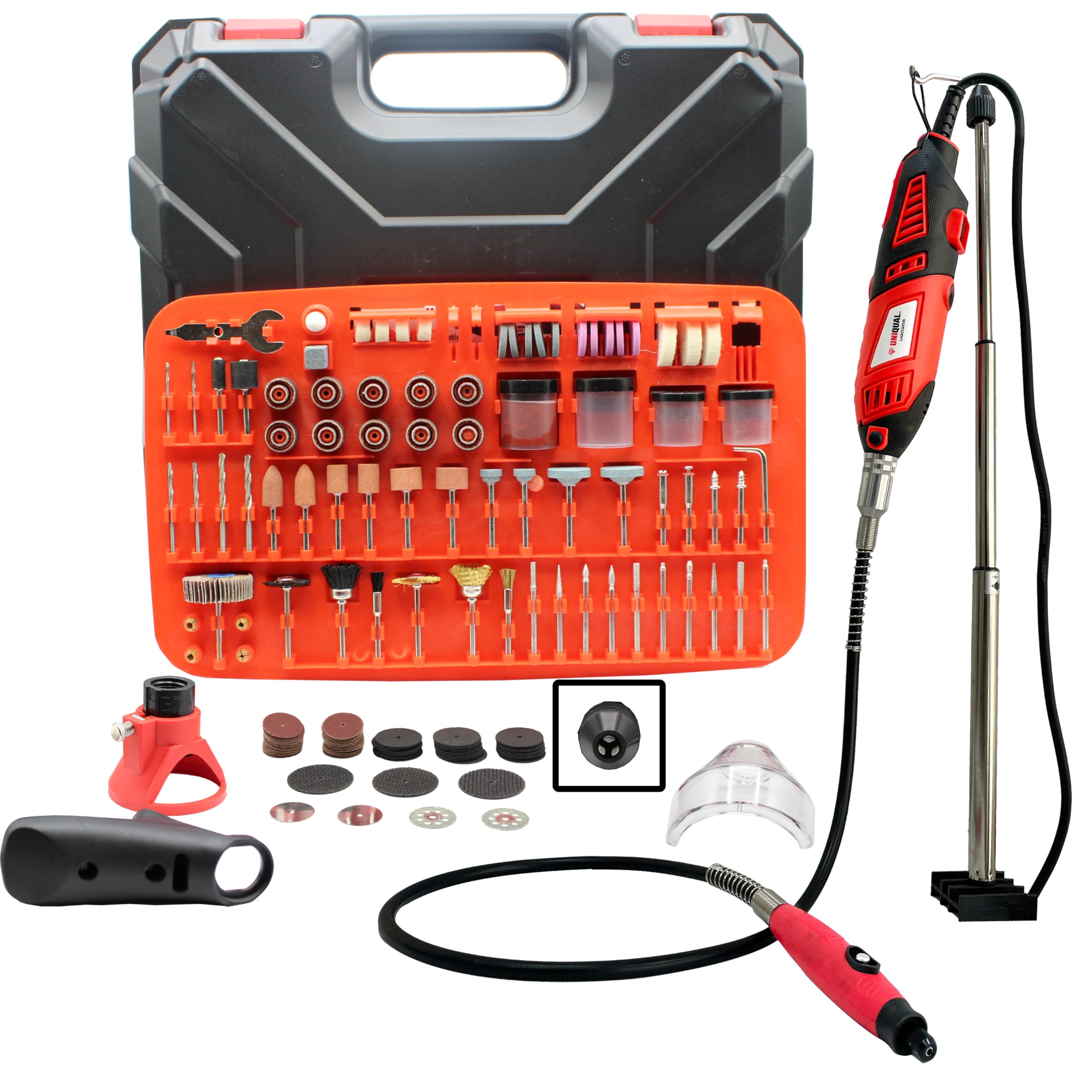 200W Universal Chuck 215pcs Rotary Tool Die Grinder Kit with Flexible Shaft|Stand|Professional|Engraving|Carving|Sanding|Cutting|Drilling|Industrial & DIY projects|6 months warranty