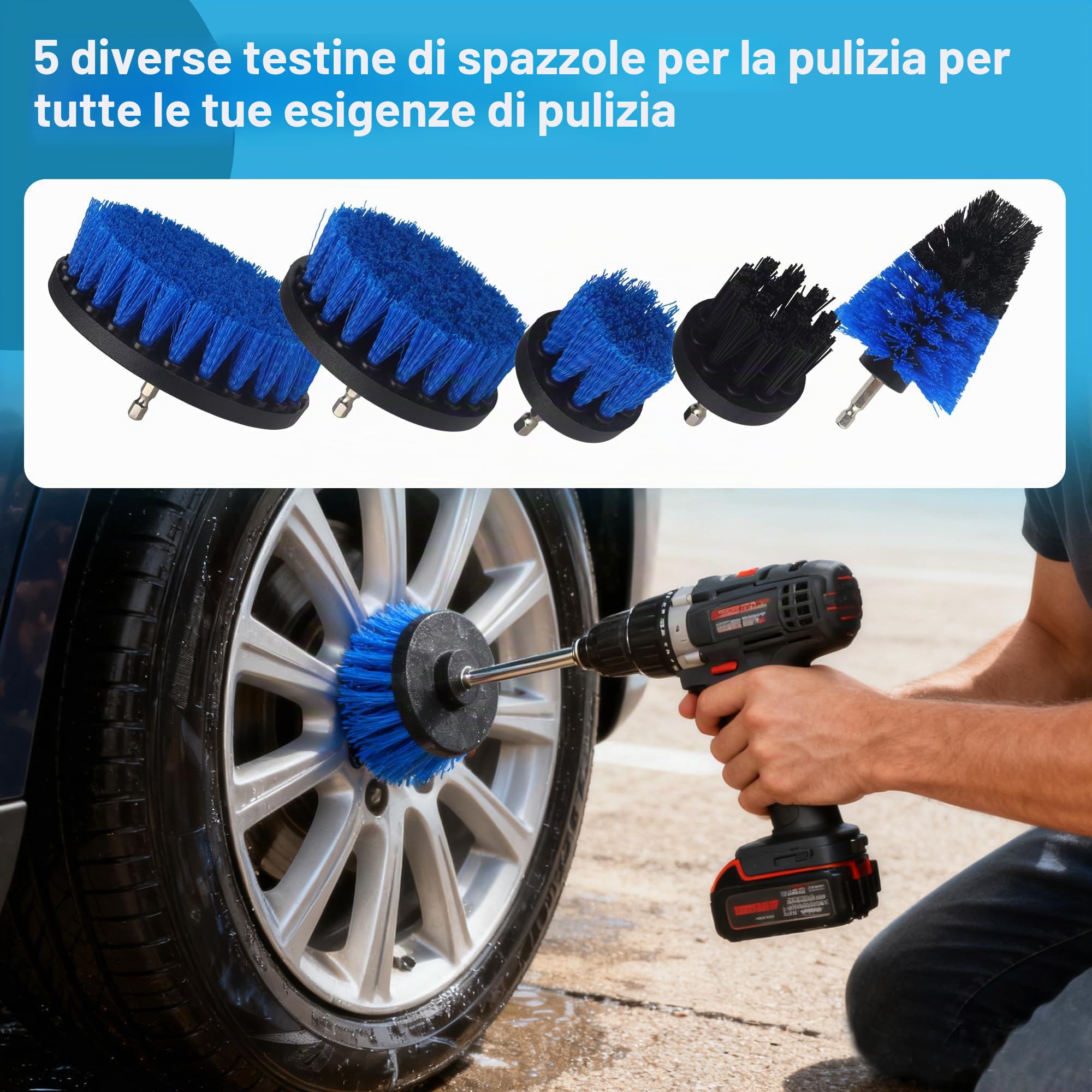 31 pezzi Kit Pulizia Auto, Kit Pulizia Auto Interni, include spazzola, spugna lucidante, custodia per il trasporto, adatto per prese d'aria, cruscotto, motore, ruote e superfici domestiche