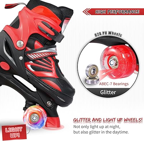 Miniatura 4 de Truwheelz - Patines de ruedas arcoíris para niñas de 6 a 12 y 3 a 5 años  Patines ajustables con luz para niños