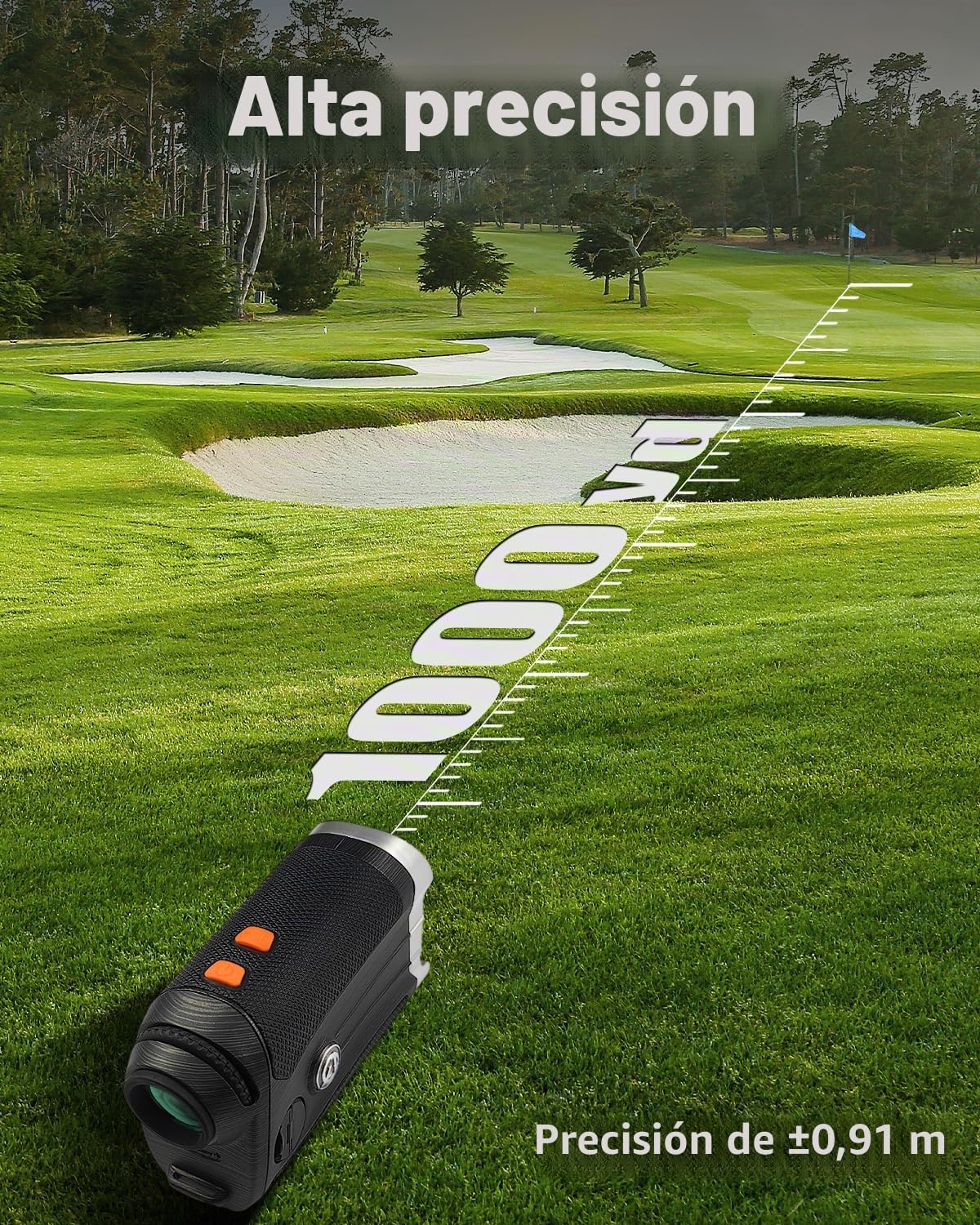 AOFAR Telemetro Golf y Caza, GX-2S Pro Telémetro Laser Ajustable Modo Dual, 1000Y con Pendiente On/Off, Bloqueo de Bandera y Vibración, Distancia Angular y Horizontal, Empaquetado para Regalo