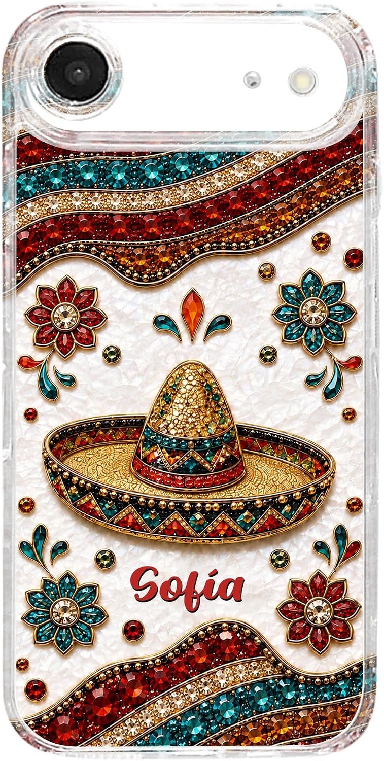 Personalized Mexican Phone Case, Hispanic Heritage Month Decor, Colorful Sombrero Floral Design, Spanish Heritage Month Decorations, Latino Inspired Phone Cover for Women and Girls