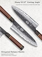 Vista 4 de HOSHANHO 3 Pieces Knife Set, Professional High Carbon Steel Kitchen Knives Set, Ultra Sharp Japanese Chef Knife Set with Ergonomic Handle & Gift Box