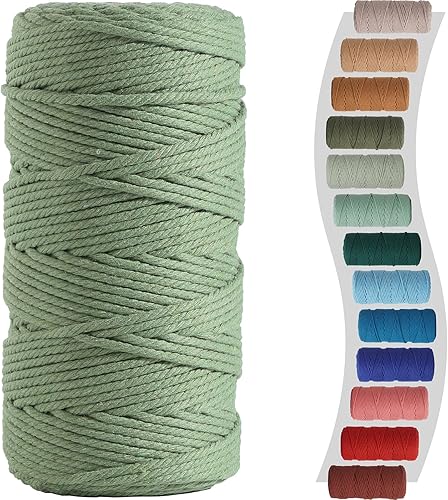 Cordón de macramé de 0.118 in para 220 yardas (656.2 ft), hilo de algodón de colores, cuerda de algodón de colores, para bricolaje