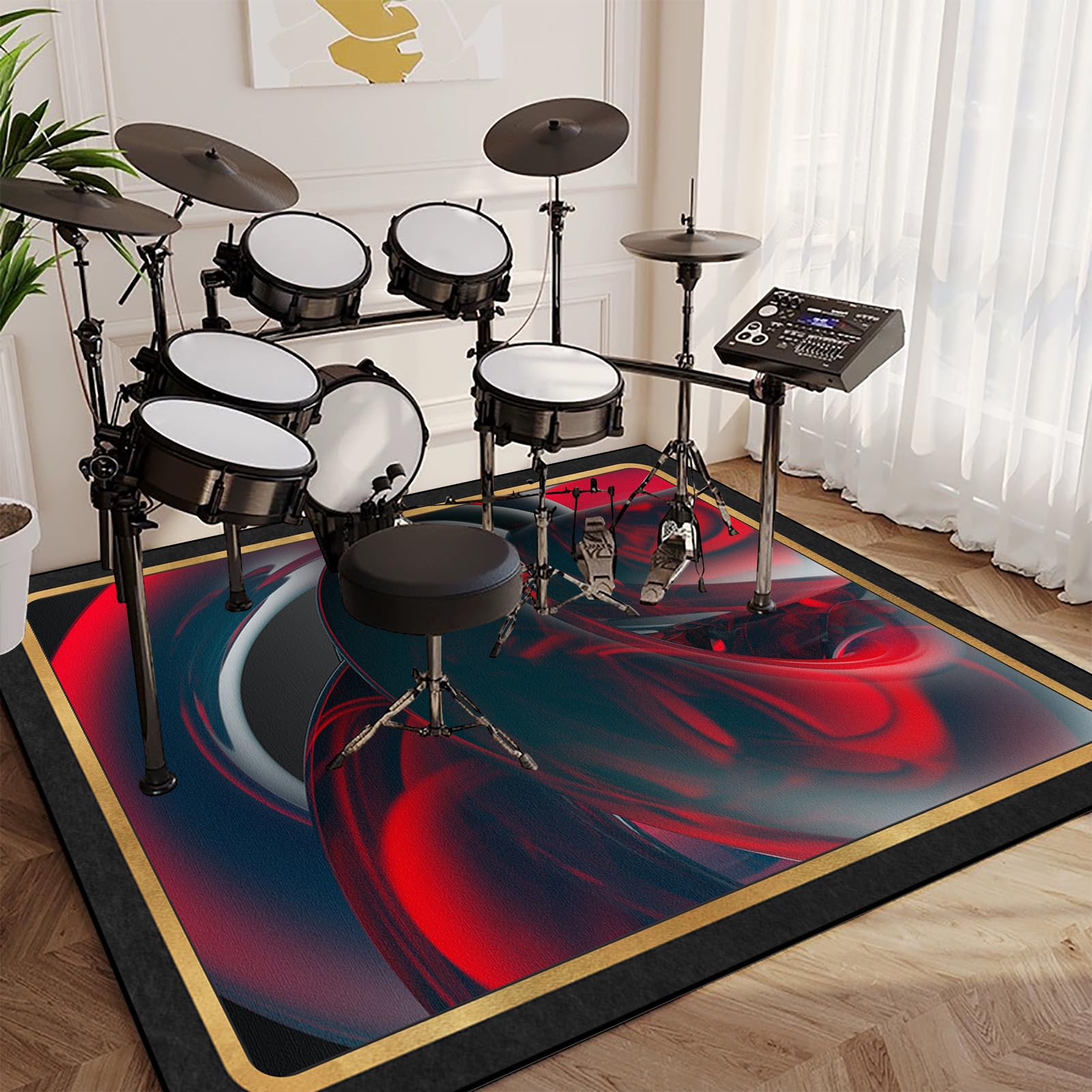 200 x 170 cm dywanik bębnowy, antypoślizgowy dźwiękoszczelny dywan, profesjonalny koc bębnowy, elektroniczny dywanik bębnowy do wirowania akustycznego bębna do gry na sny i innych instrumentów